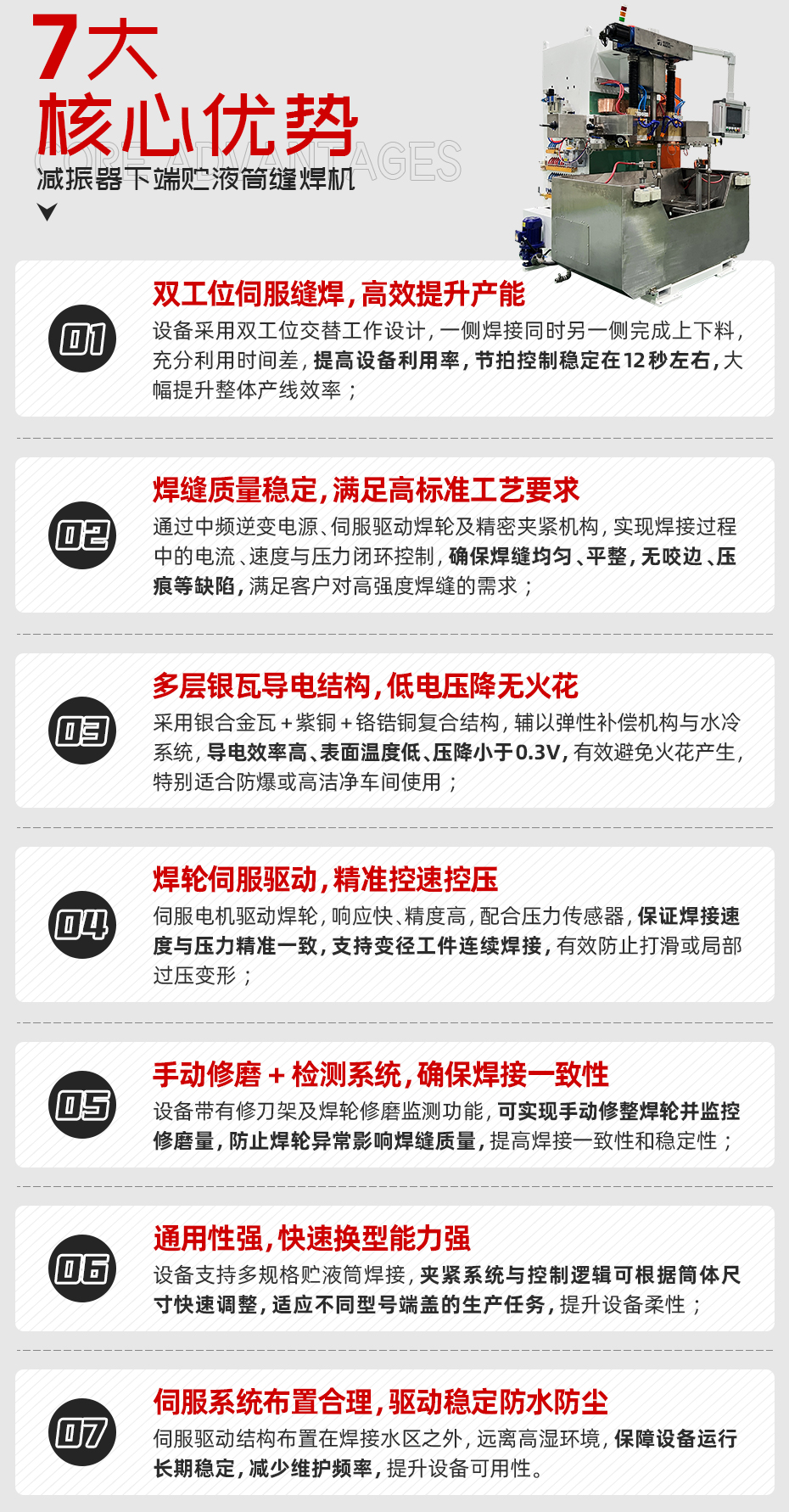 減振器下端貯液筒縫焊機(jī)詳情核心優(yōu)勢